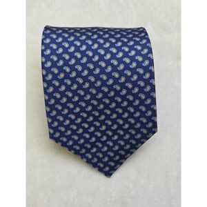 W.V. BROWN Jermyn St. London Handmade Paisley 100% Silk Tie Blue Yellow